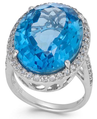 Кольцо с синим и белым топазом в серебре Sterling Silver (21 ct. t.w.)