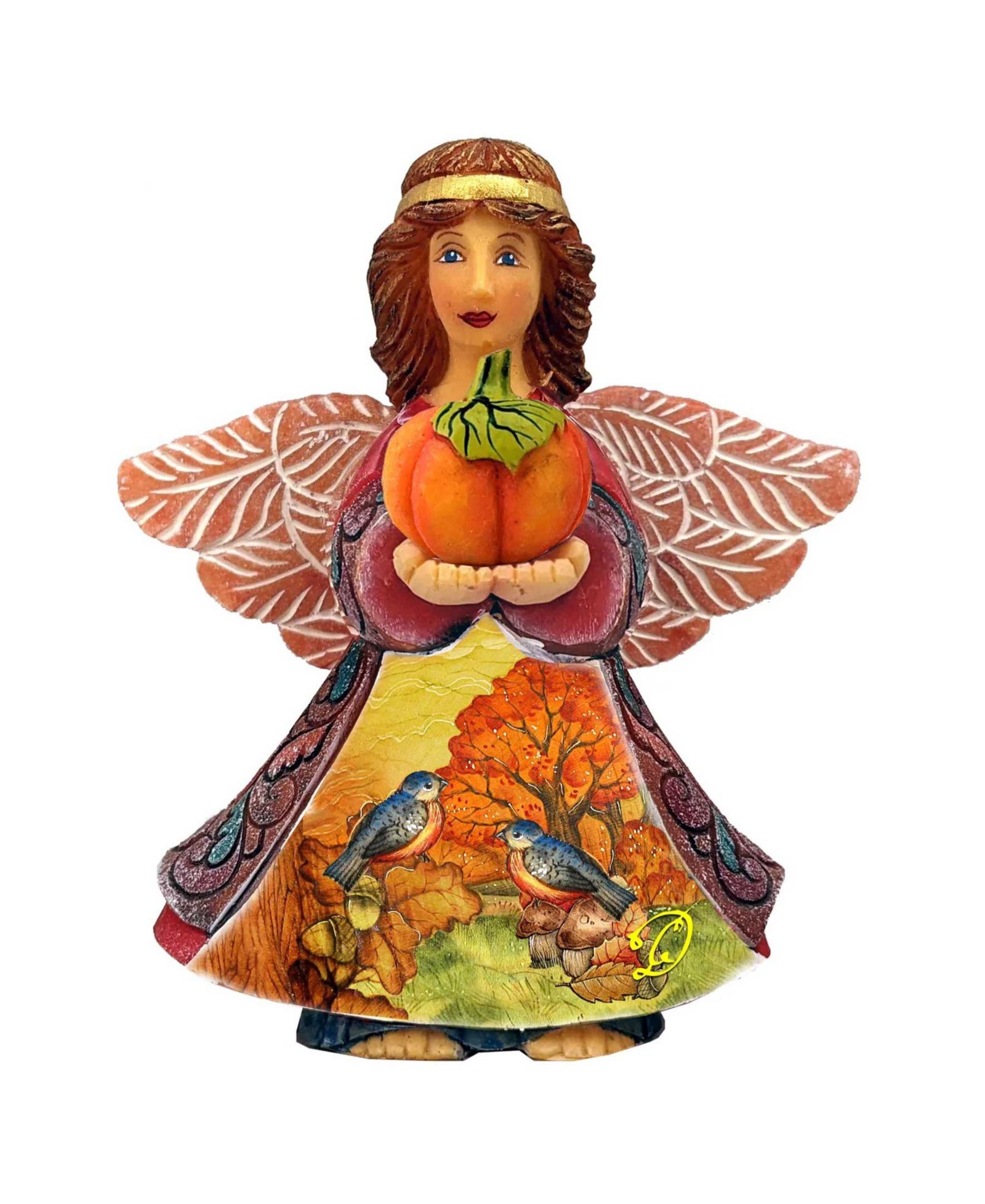 Рождественская фигурка G.DeBrekht Autumn Angel с тыквой ручной работы