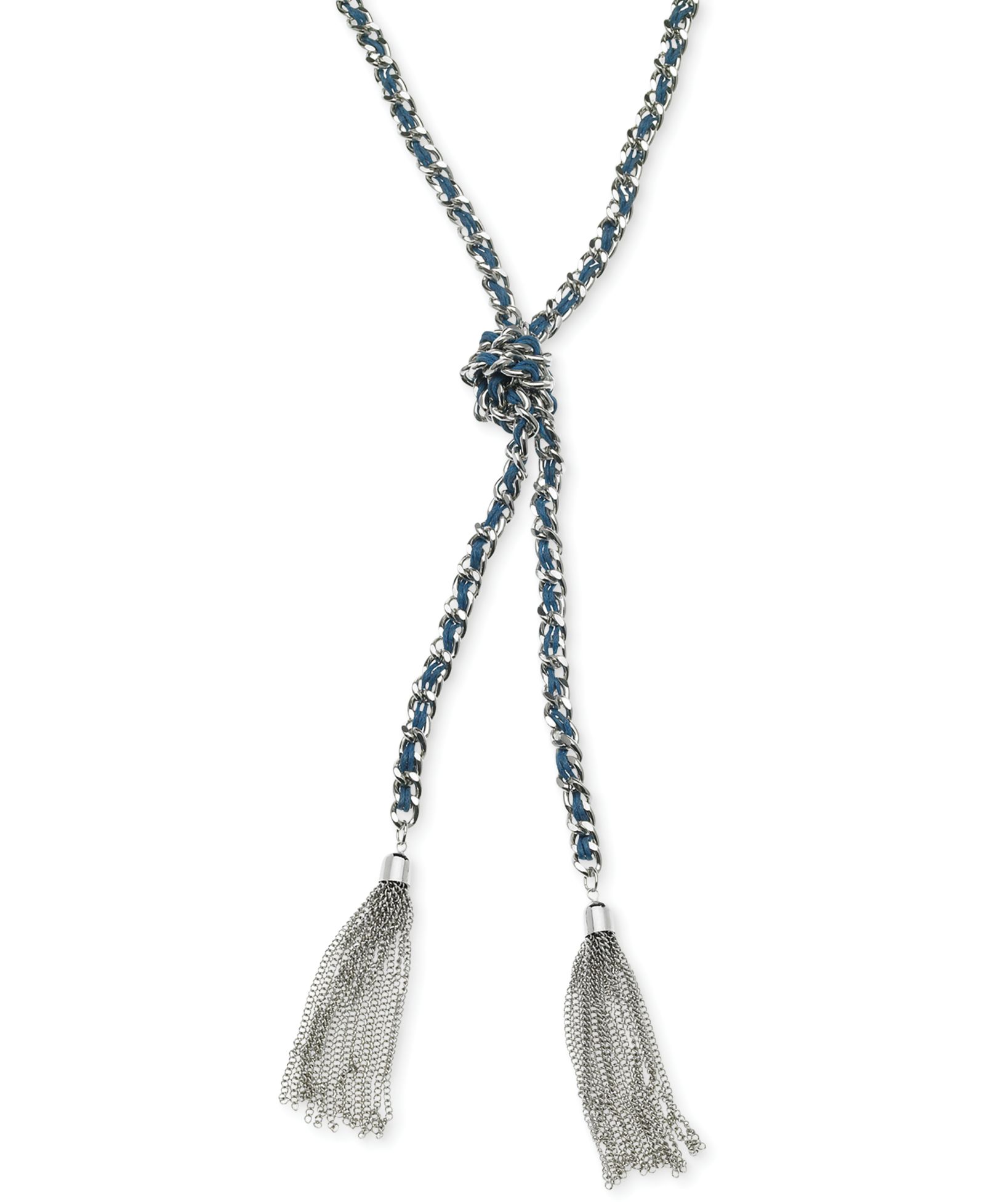 Колье GUESS Silver-Tone Woven Blue Twisted Tassel Lariat
