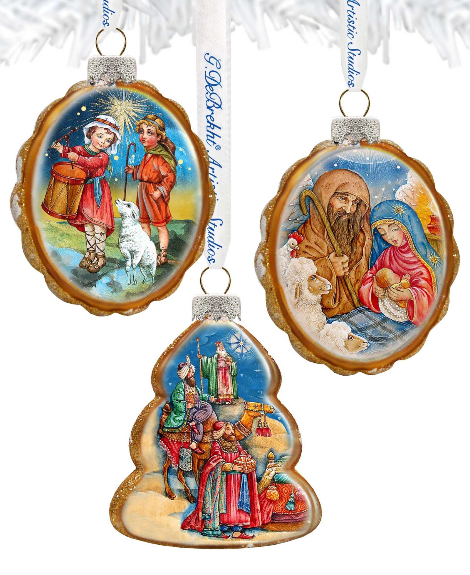 Designocracy елочные украшения Nativity Mercury, набор 3 шт