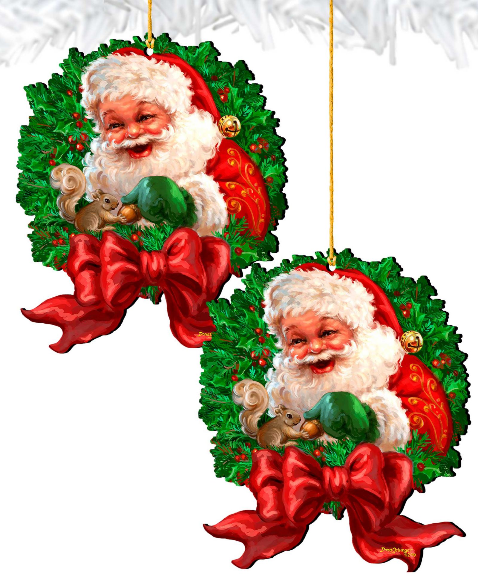 Праздничные украшения Designocracy Wreath Santa Bow, набор из 2 шт.