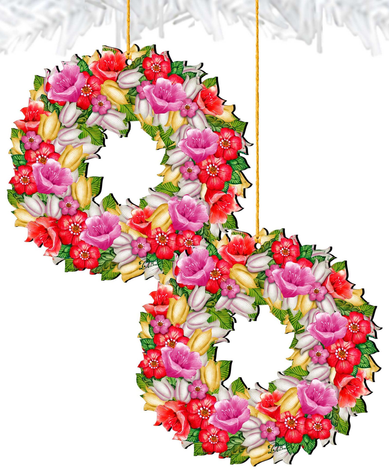 Designocracy Love You Flowers Wreath Holiday украшения, набор из 2 шт