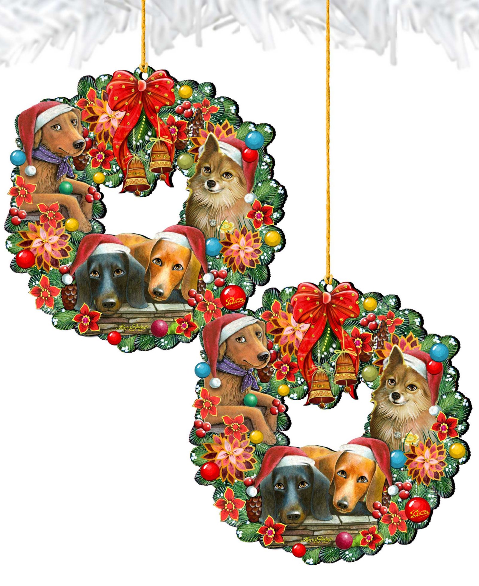 Designocracy Праздничные украшения Puppy Wreath, набор из 2 шт.