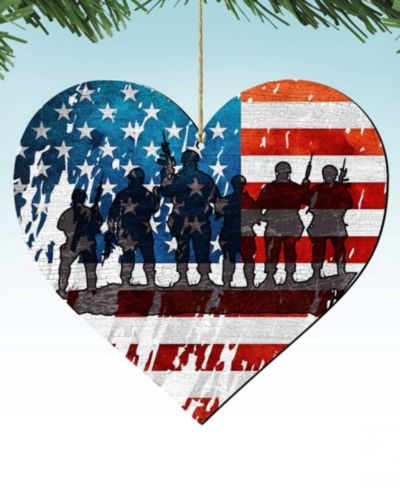 Designocracy USA Military-Inspired Heart Holiday Ornaments, Set of 2