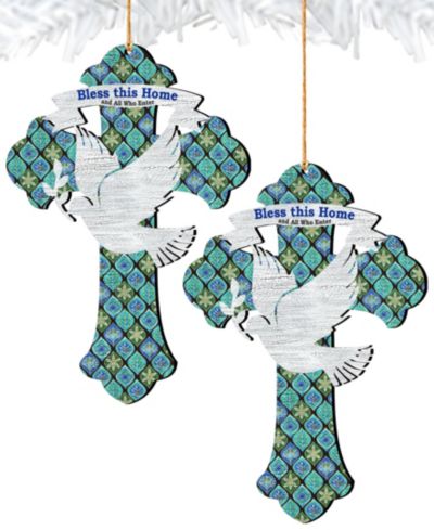Рождественское украшение Designocracy Blessings Cross, комплект из 2 шт.