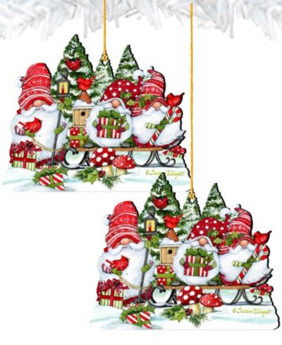 Designocracy Christmas Gnomes Holiday Ornaments, Set of 2