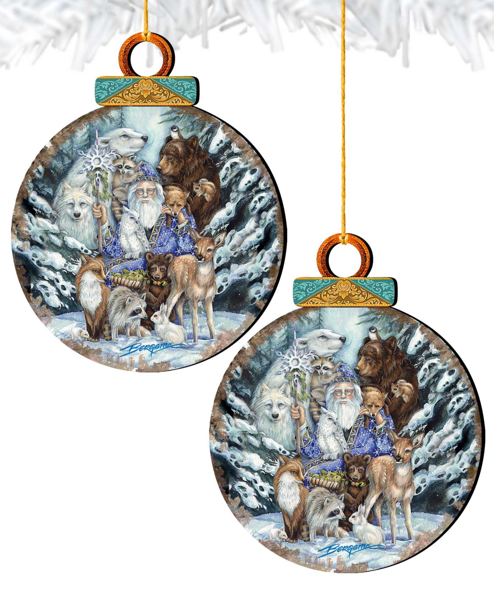 Набор елочных украшений Designocracy Father Winter Animals, 2 шт