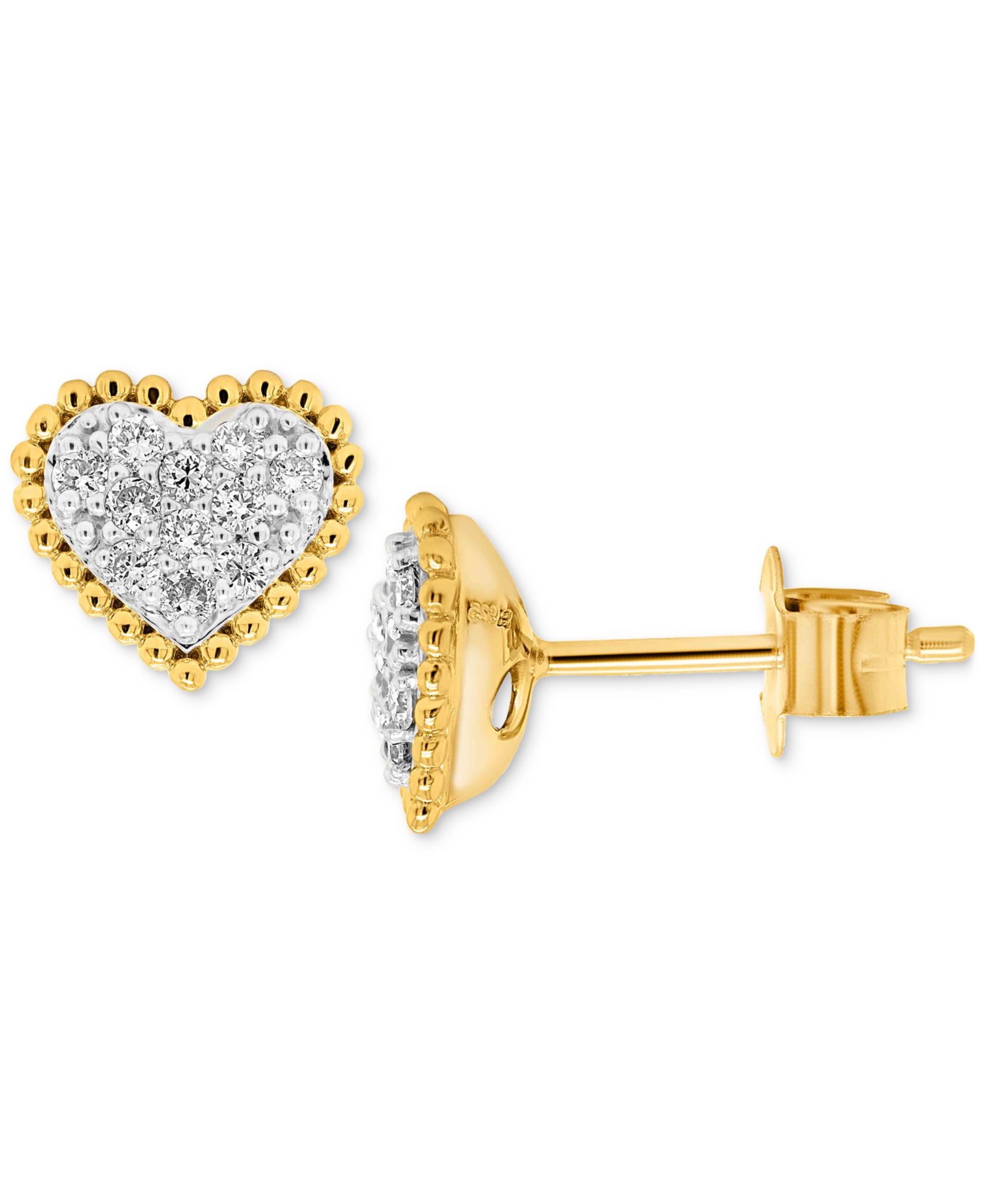 Серьги-гвоздики Forever Grown Diamonds Lab-Created Diamond Heart Cluster в 14k Gold-Plated Sterling Silver
