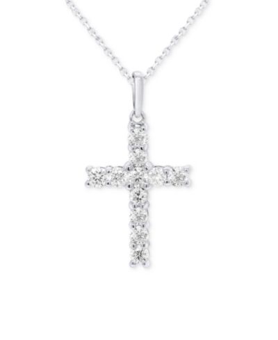 Подвеска Forever Grown Diamonds Lab-Created Diamond Cross 18" в Sterling Silver или 14K Gold-Plated Sterling Silver