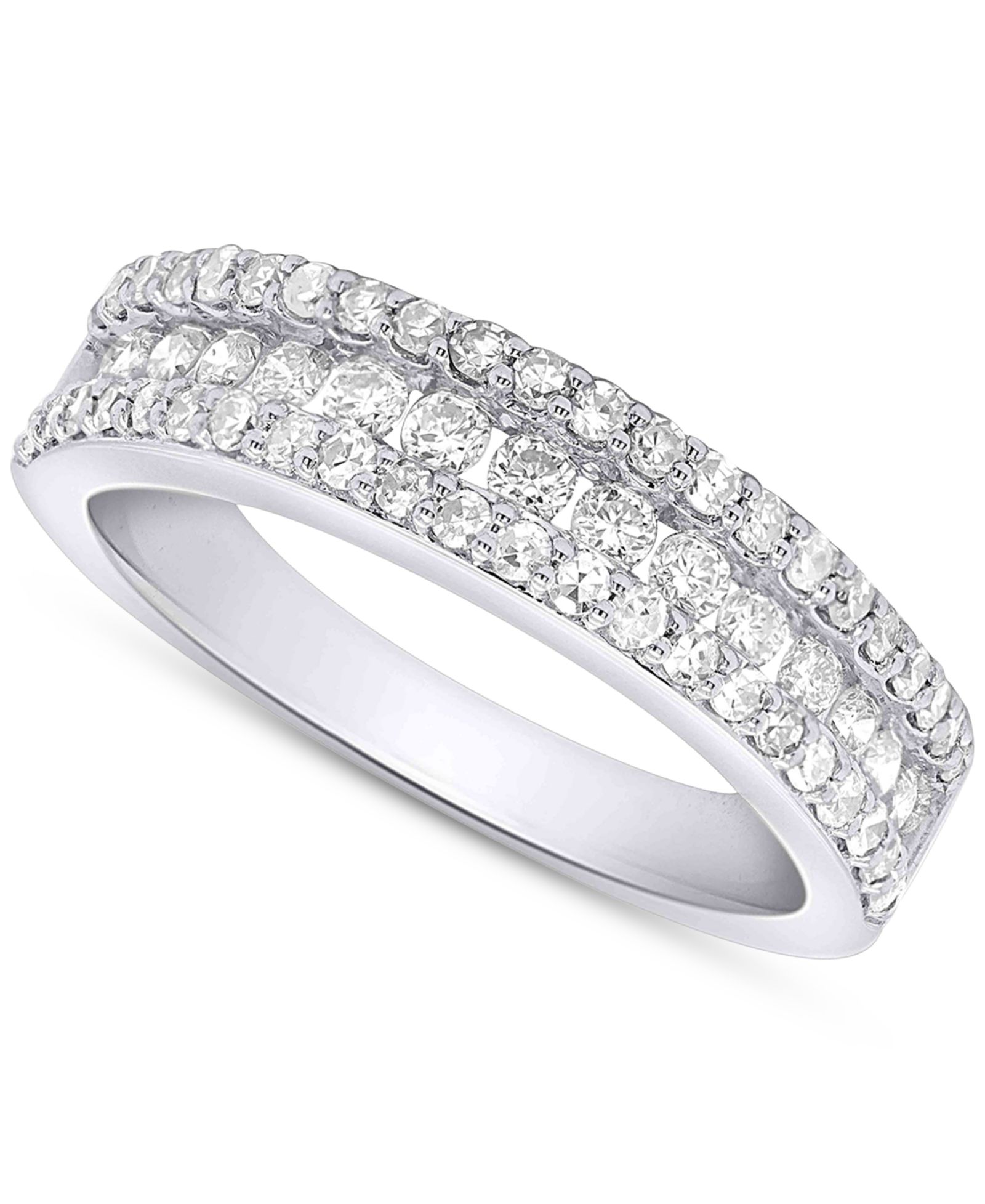 Forever Grown Diamonds Lab-Created Diamond Three-Row Band (3/4 ct. t.w.) in Sterling Silver or 14K Gold-Plated Sterling Silver