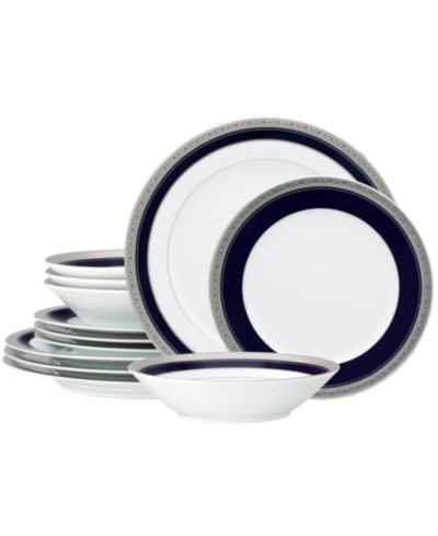 Noritake Набор столовой посуды Crestwood Cobalt Platinum, 12 шт. (на 4 персоны)
