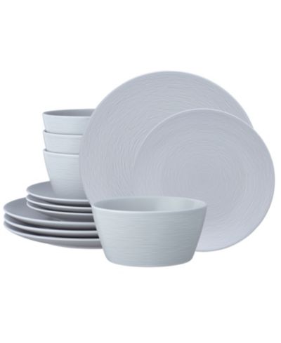Colorscapes Swirl Coupe 12 Piece Dinnerware Set, Service For 4