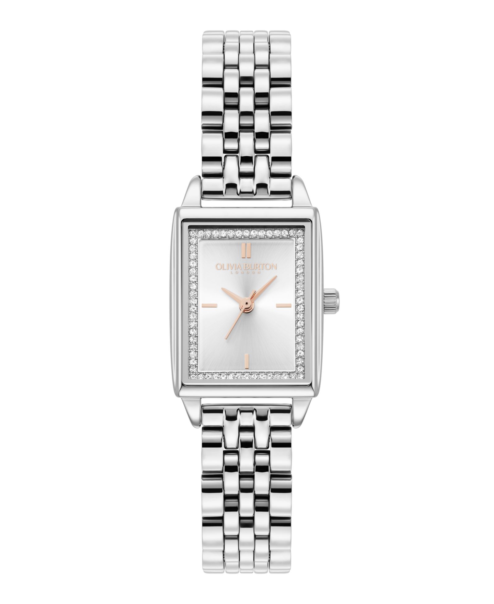 Olivia Burton Женские кварцевые часы Olivia Burton Silver-Tone Stainless Steel, 25.5mm x 20.5mm