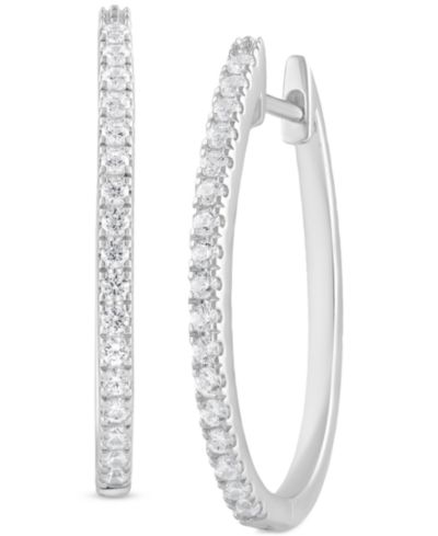 Forever Grown Diamonds серьги-кольца Medium Hoop из стерлингового серебра с лабораторными бриллиантами