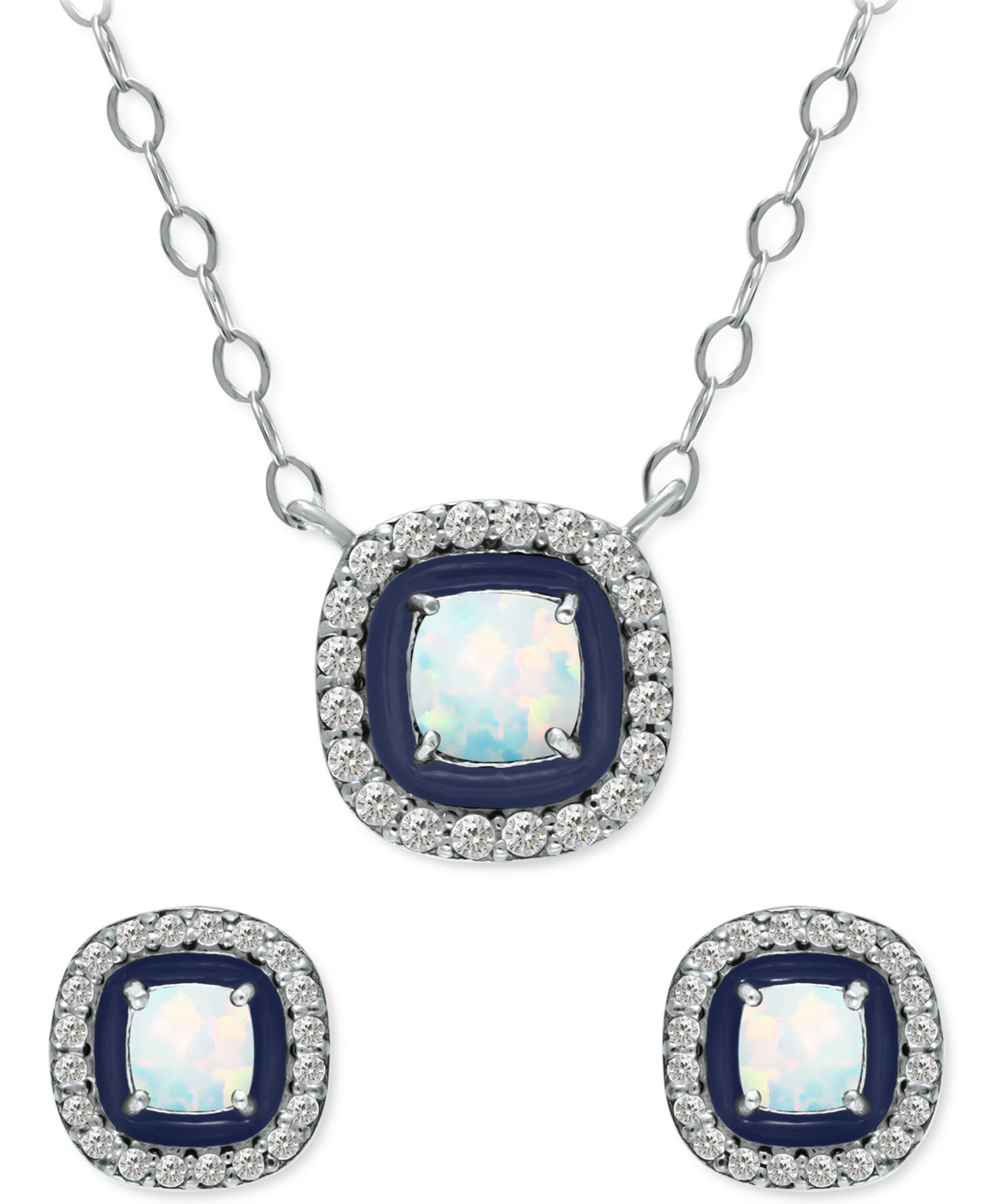 Giani Bernini 2-Pc. Set Blue Topaz, Cubic Zirconia & Enamel Pendant Necklace & Matching Stud Earrings, Created for Macy's