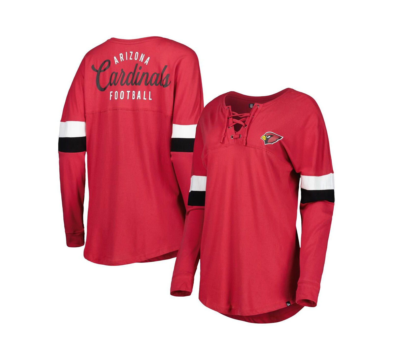 Женская футболка New Era Arizona Cardinals Athletic Varsity Lace-Up Long Sleeve Red