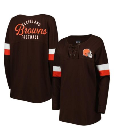 Женская футболка New Era Brown Cleveland Browns Athletic Varsity Lace-Up Long Sleeve