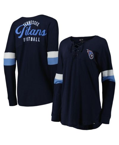 Женская футболка New Era Women's Navy Tennessee Titans Athletic Varsity Lace-Up Long Sleeve