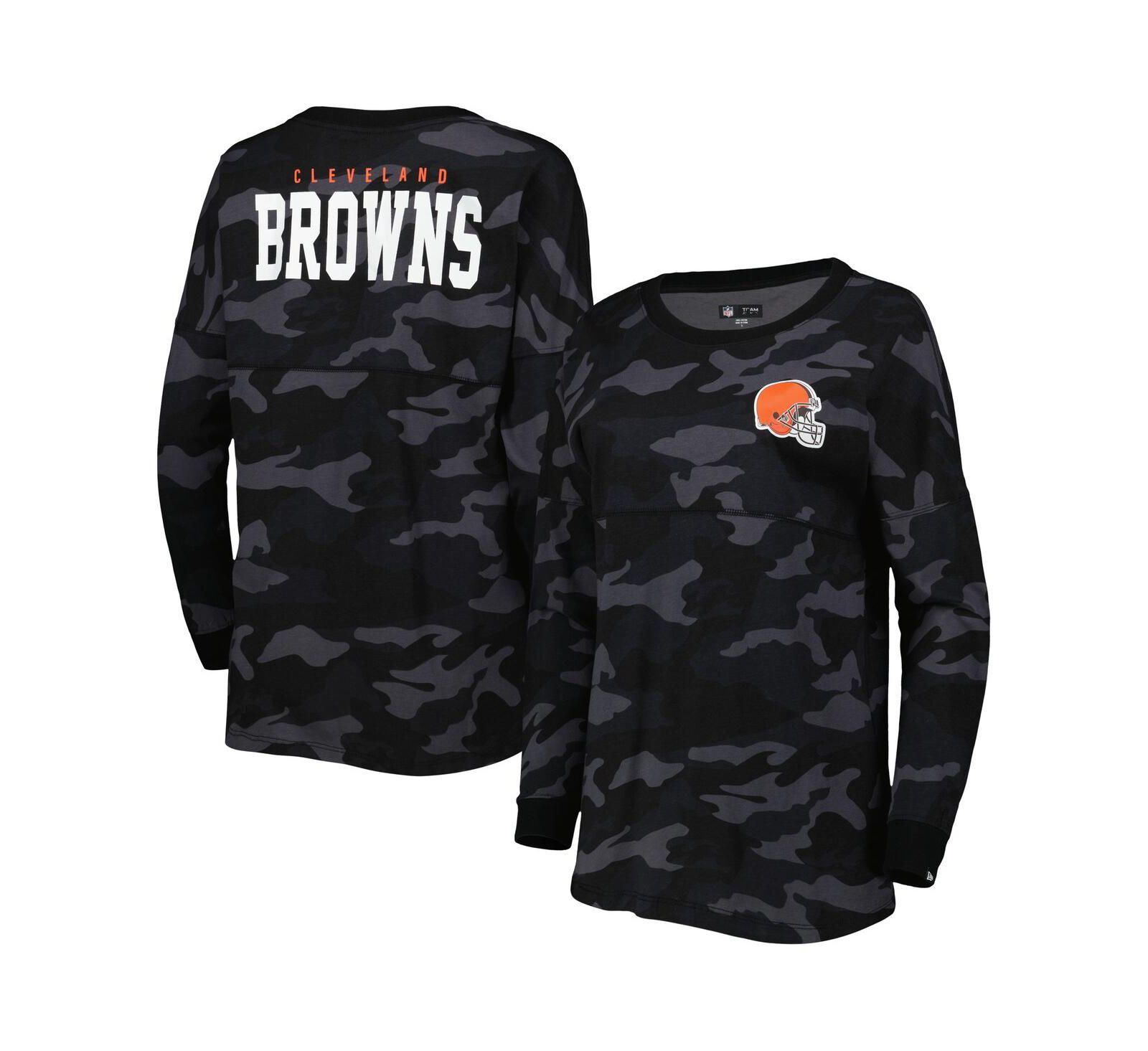 New Era Женская футболка с длинным рукавом Black Cleveland Browns Camo
