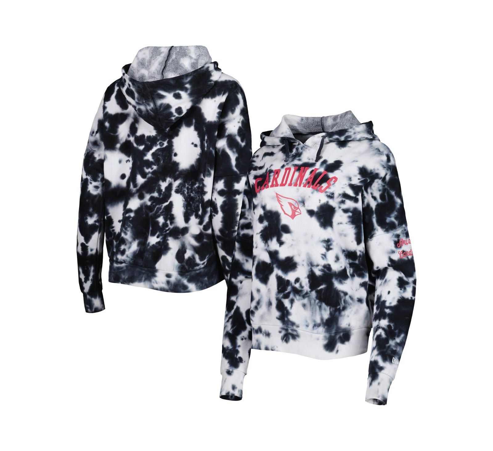 New Era Женский черный флисовый худи Arizona Cardinals Cloud Dye