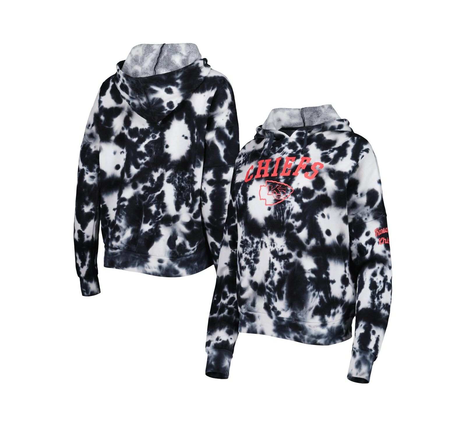Женское худи New Era Black Kansas City Chiefs Cloud Dye Fleece Pullover