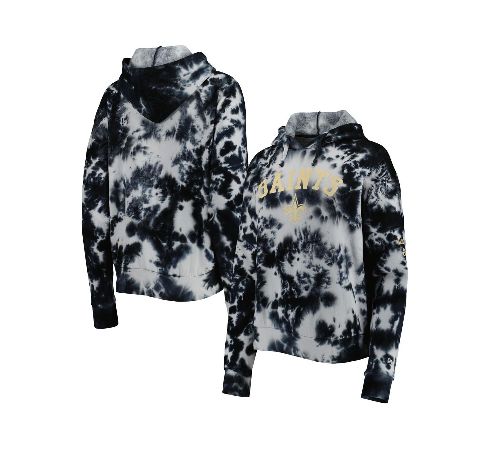 Женское худи New Era Cloud Dye Fleece с принтом New Orleans Saints, черное