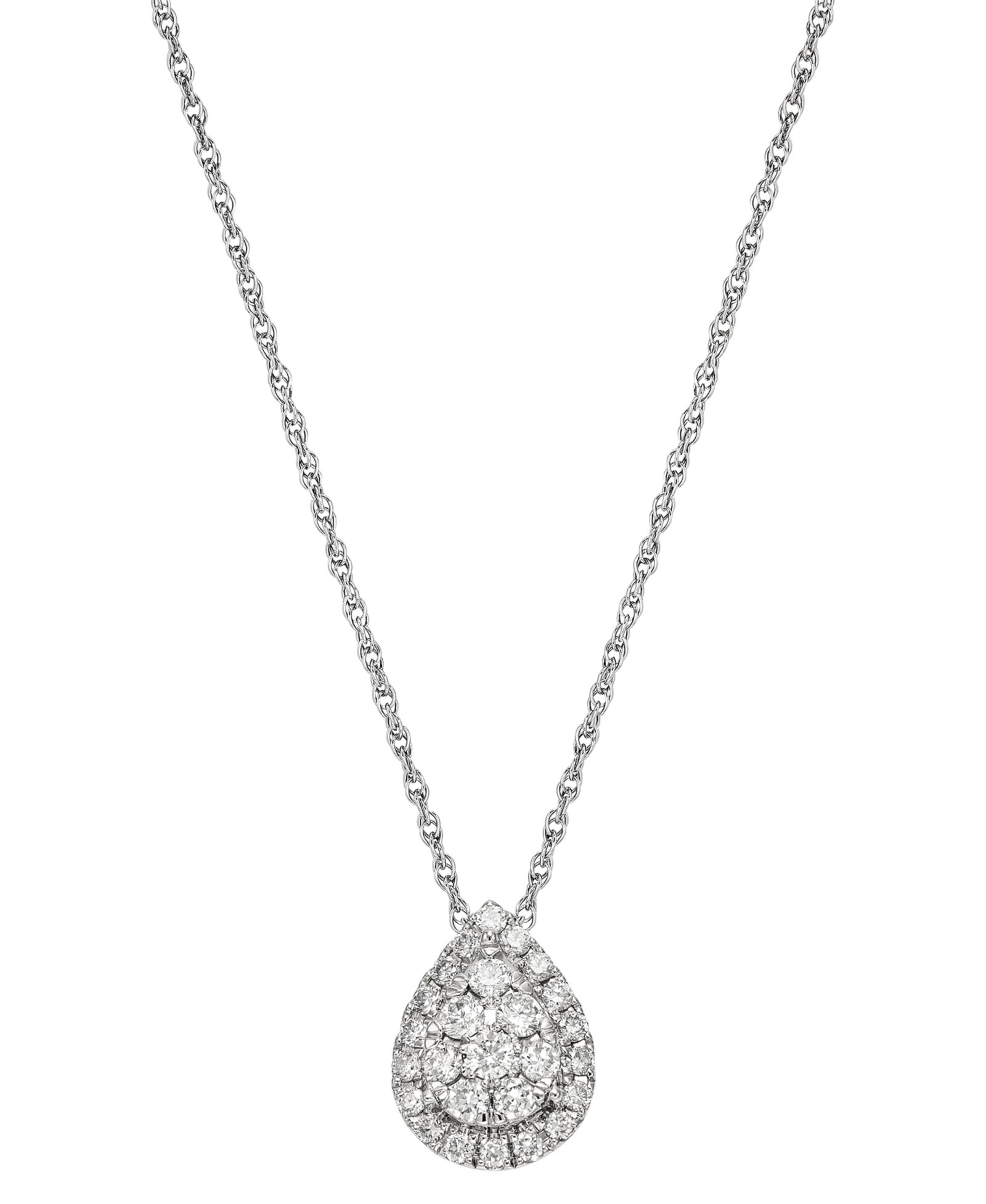 Подвеска-кулон Forever Grown Diamonds Lab-Created Diamond Teardrop Halo Cluster в серебре 16" + 2" extender