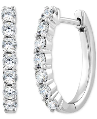 Forever Grown Diamonds Серьги-кольца Forever Grown Diamonds Lab-Created Diamond Small Hoop Sterling Silver