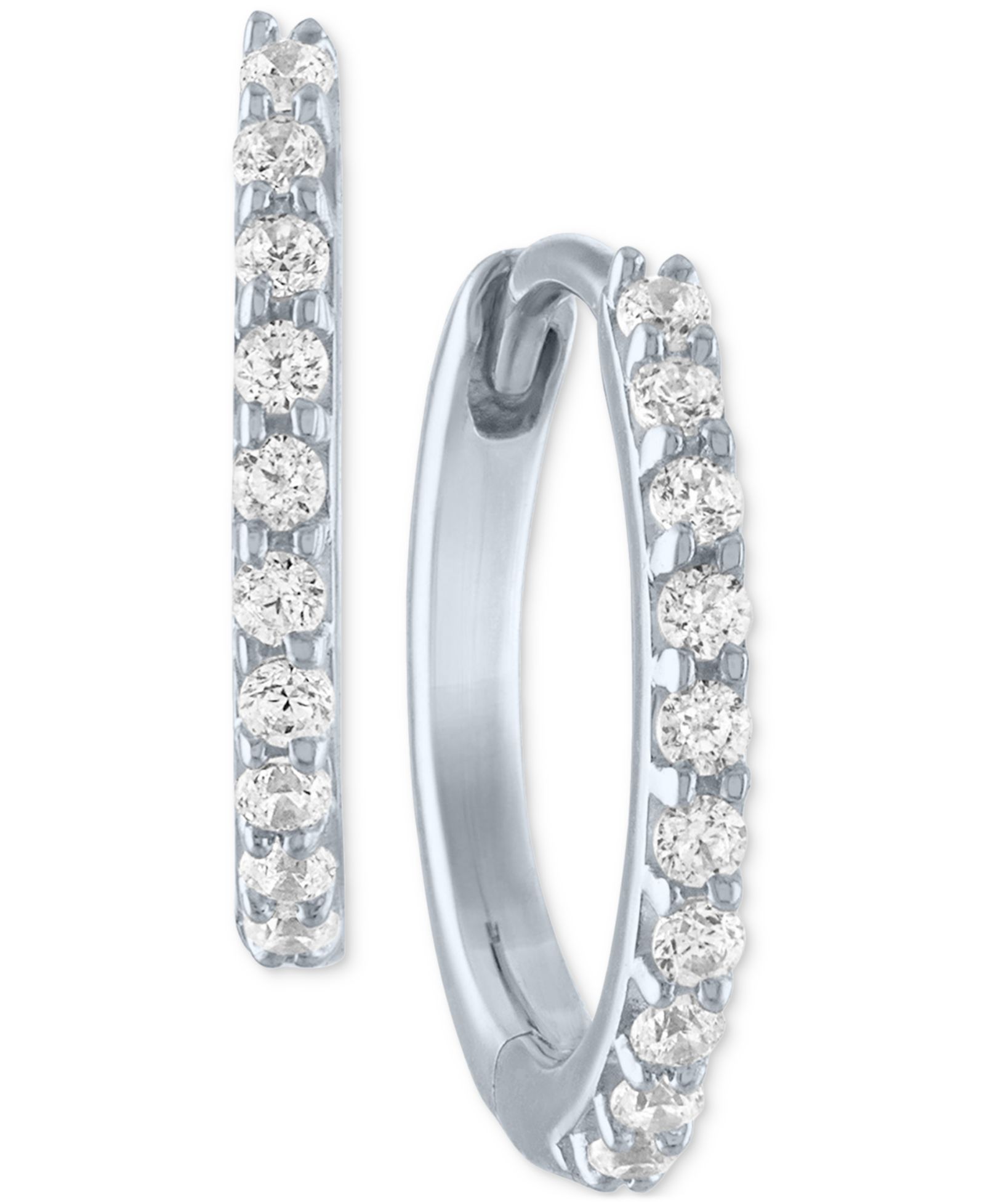 Forever Grown Diamonds Lab-Created Diamond Extra Small Hoop Earrings (1/10 ct. t.w.) in 10k White or Yellow Gold