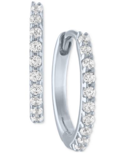 Forever Grown Diamonds Lab-Created Diamond Extra Small Hoop Earrings (1/10 ct. t.w.) in 10k White or Yellow Gold