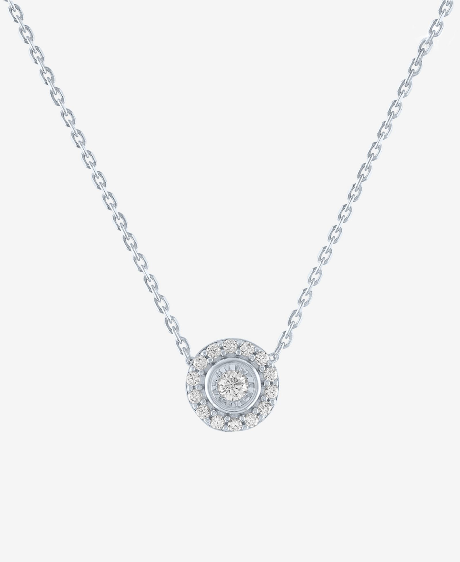 Forever Grown Diamonds Lab-Created Diamond Halo 18" Pendant Necklace (1/8 ct. t.w.) in Sterling Silver