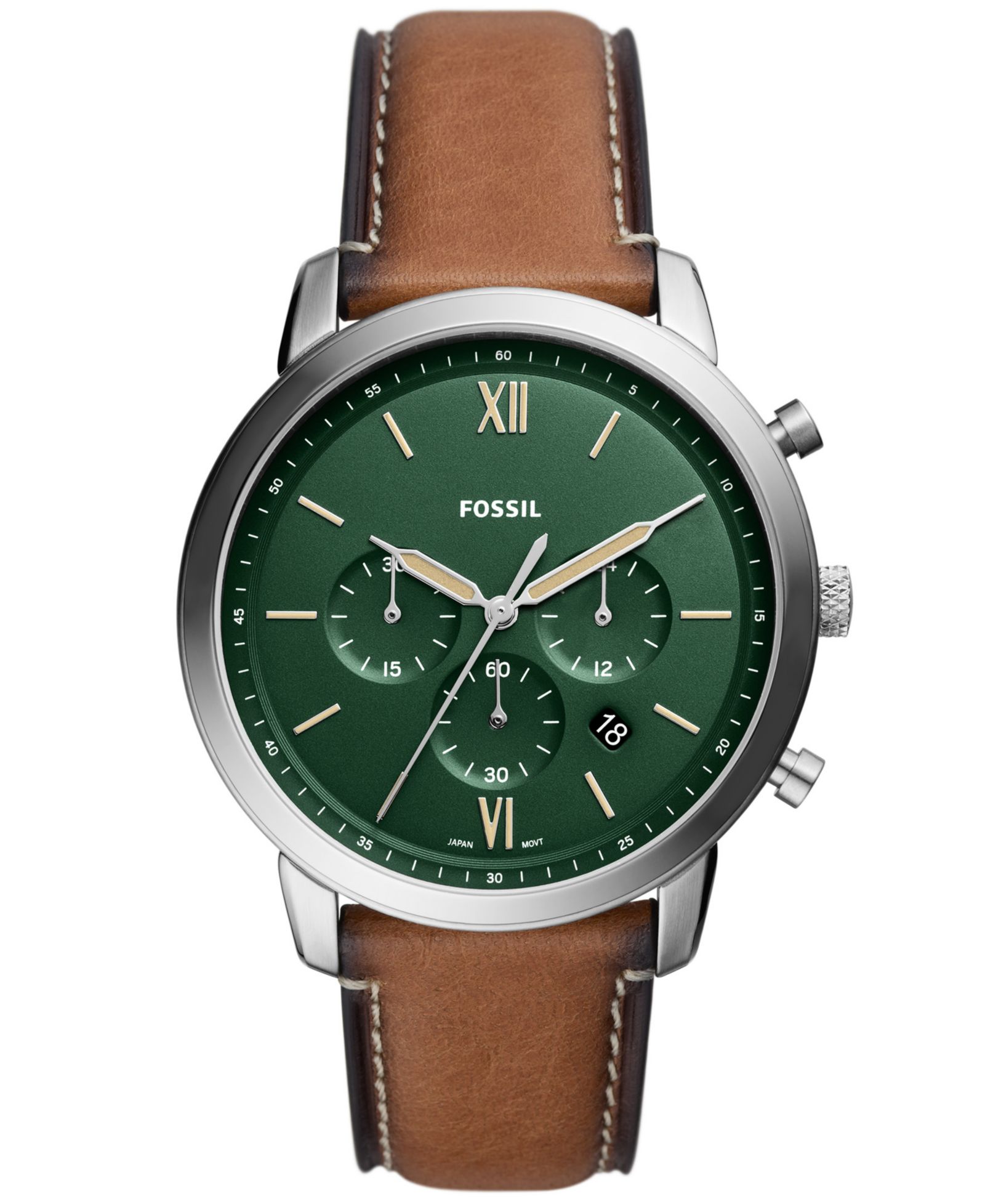 Fossil Men's Neutra Chronograph Brown Leather Strap Watch, 44mm