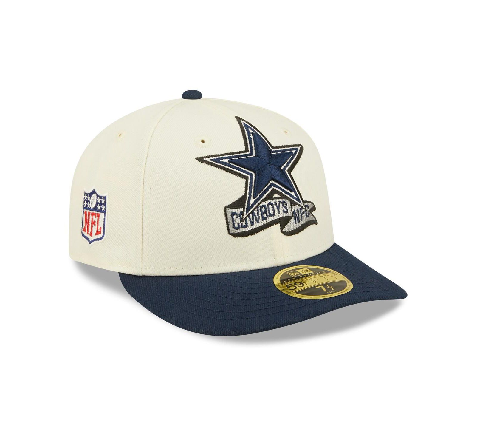 Men's New Era Cream, Navy Dallas Cowboys 2022 Sideline Low Profile 59FIFTY Fitted Hat