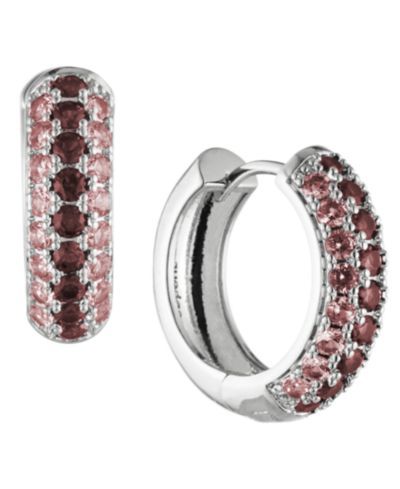 Серьги-кольца BONHEUR JEWELRY Addison Pink Red Crystal Mini Hoop