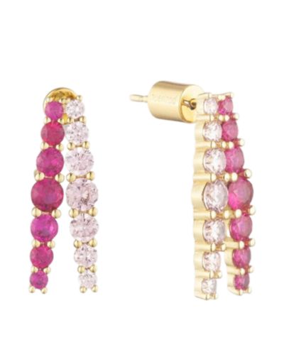 Серьги-кольца BONHEUR JEWELRY Seraphine Pink Crystal Half Hoop