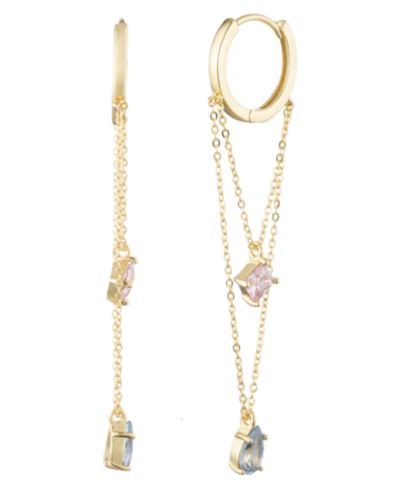 Серьги BONHEUR JEWELRY Vivienne с розовым топазом и кристаллами