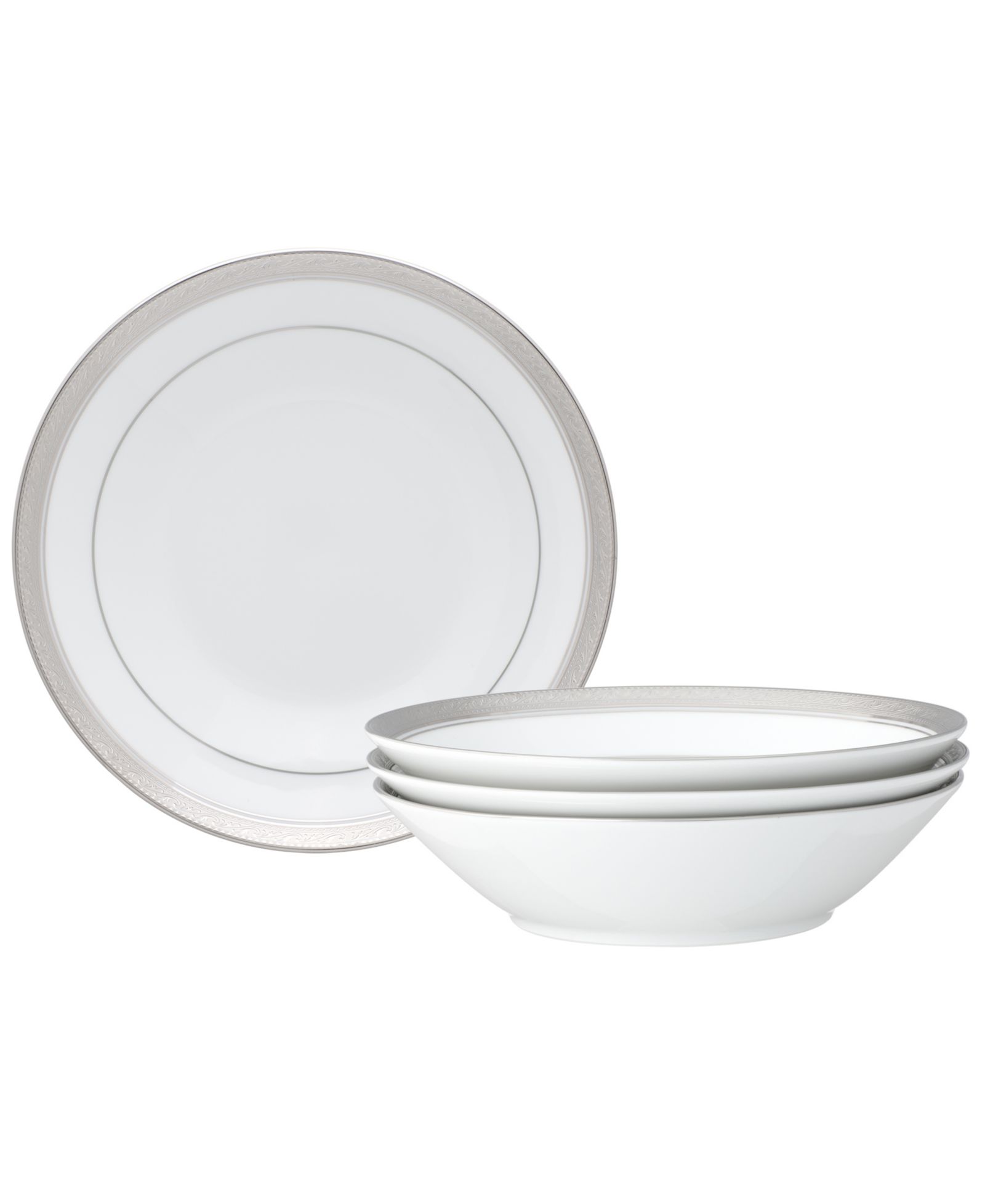 Набор из 4 суповых тарелок Noritake Crestwood Platinum