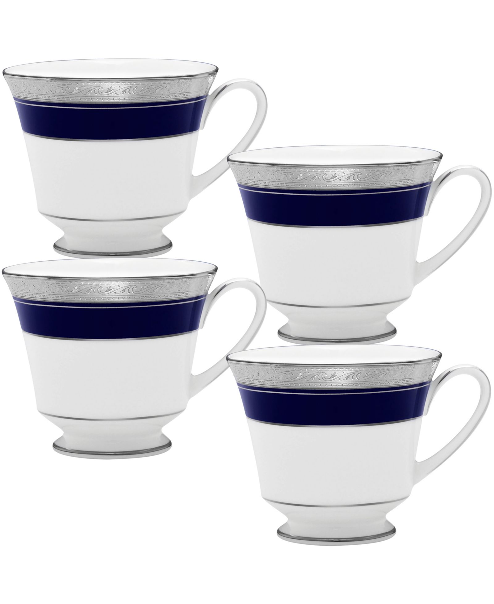 Набор из 4 чашек Noritake Crestwood Cobalt Platinum, 8 oz.