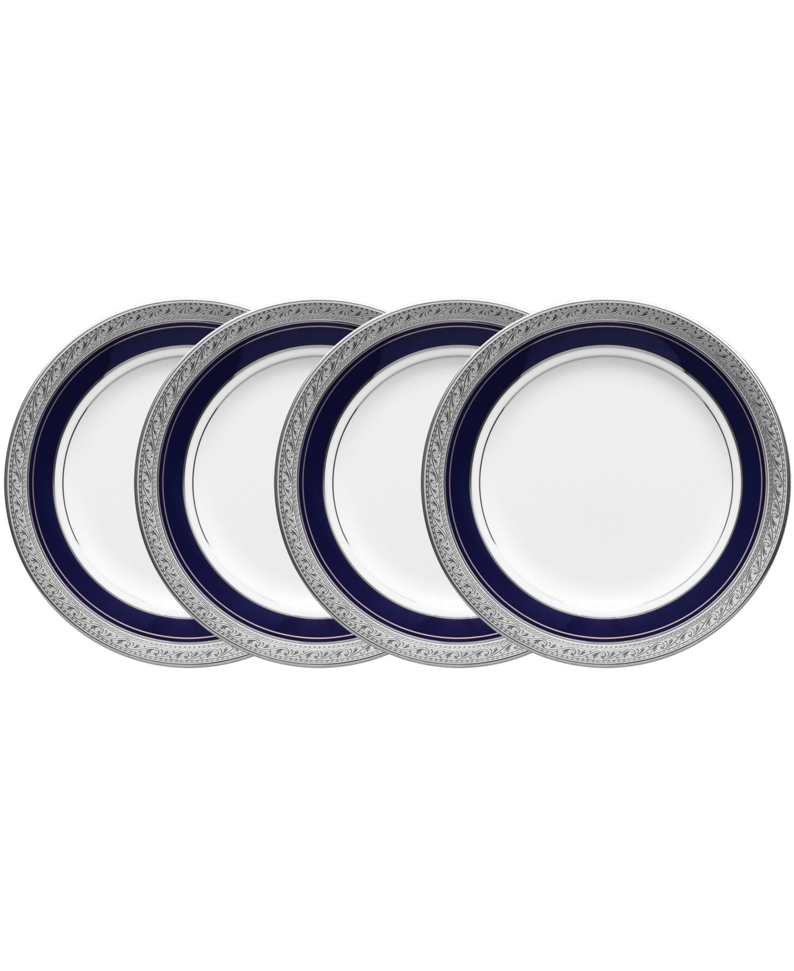 Набор из 4 тарелок для хлеба и масла Noritake Crestwood Cobalt Platinum, 6.25"