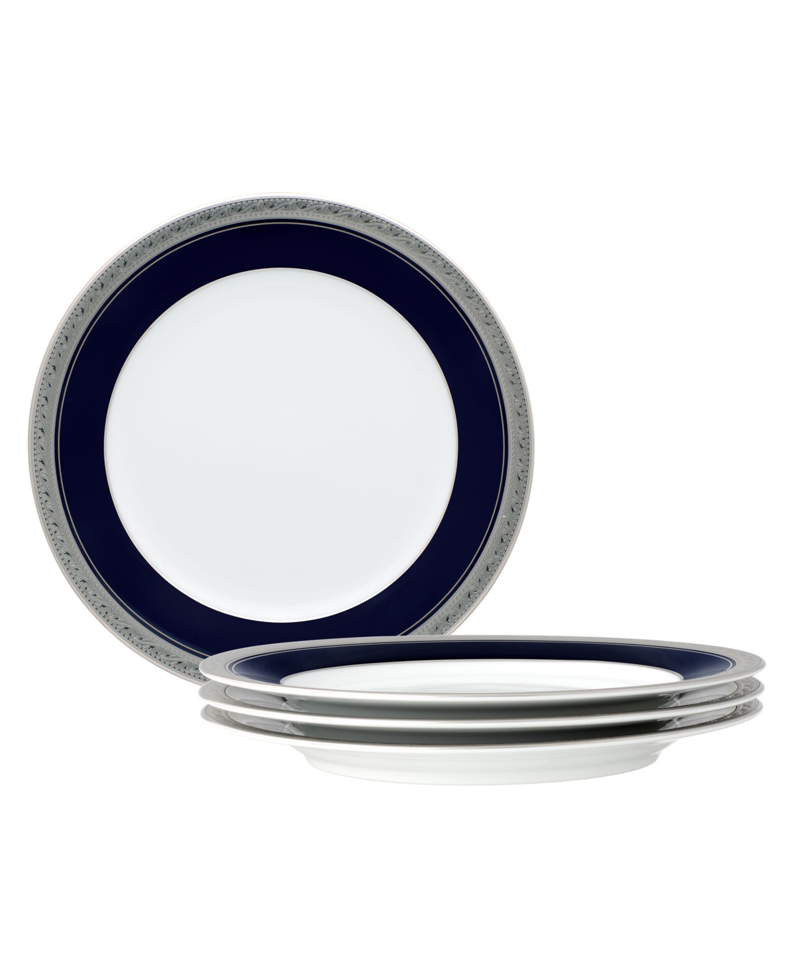 Набор из 4 салатных тарелок Noritake Crestwood Cobalt Platinum, 8.25"