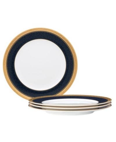 Noritake Odessa Cobalt Gold Set of 4 Salad Plates, 8.50"