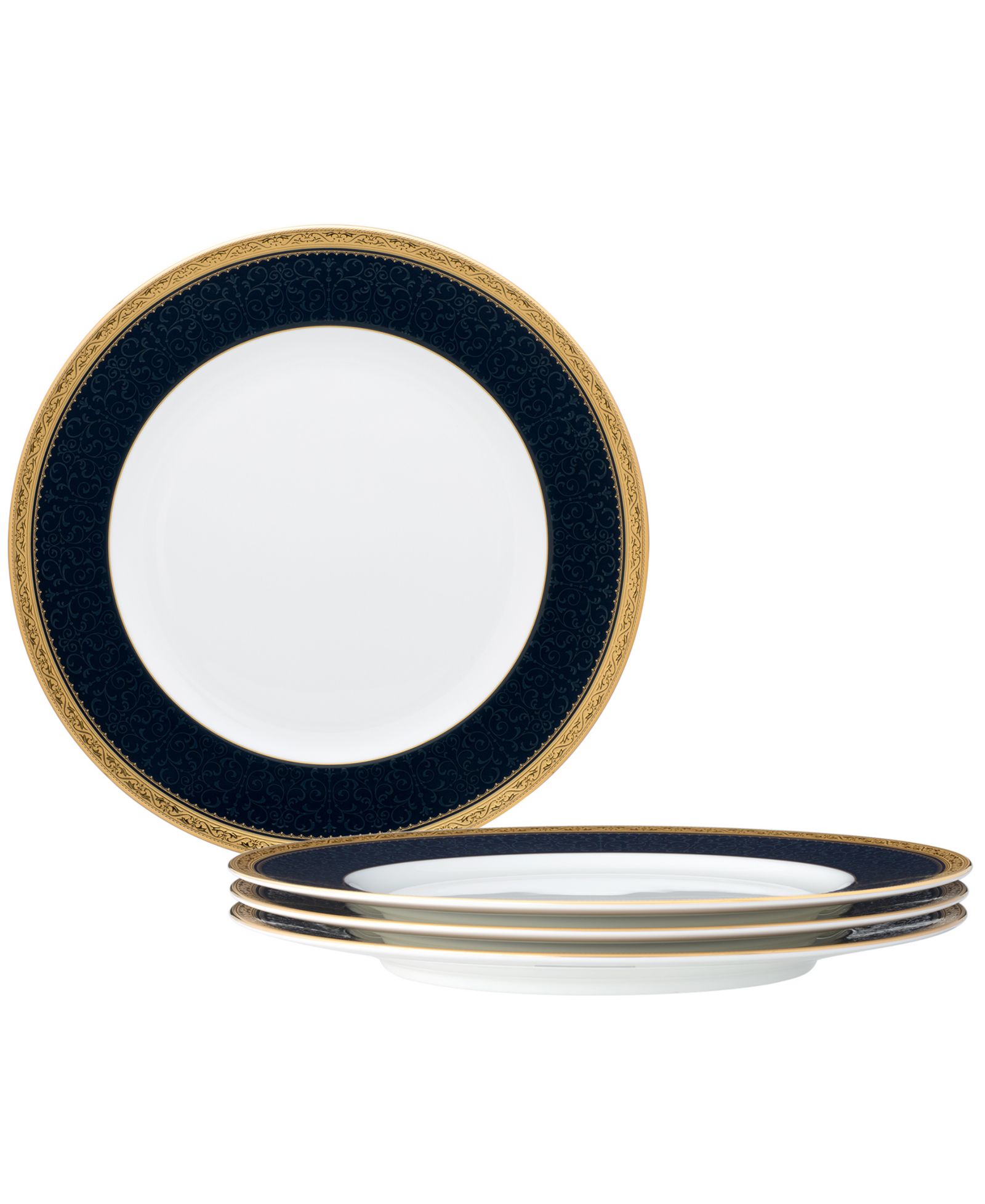 Набор из 4 обеденных тарелок Noritake Odessa Cobalt Gold, 10.50"