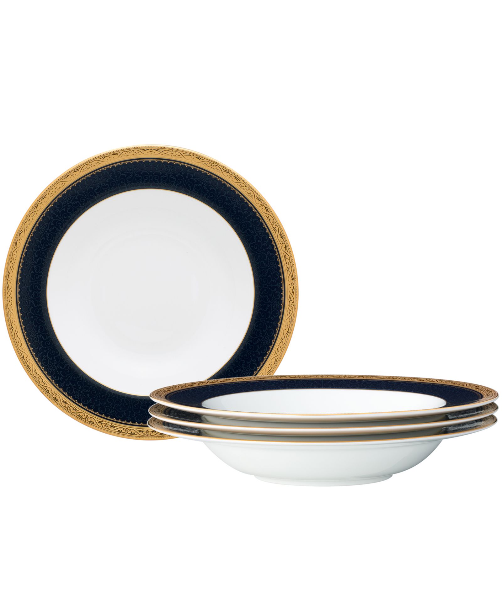 Набор из 4 суповых тарелок Noritake Odessa Cobalt Gold 8.50", 12 oz.