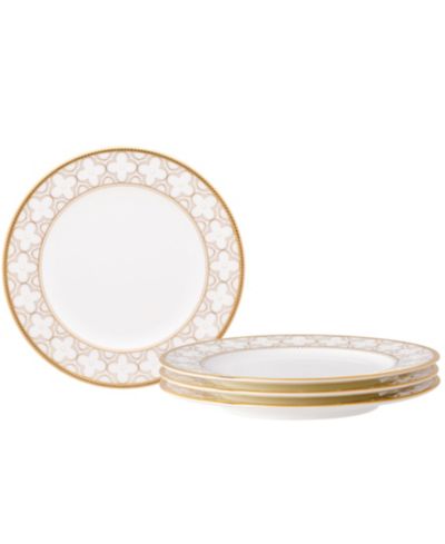 Noritake Trefolio Gold Set of 4 Bread & Butter/Appetizer Plates, 6.50"