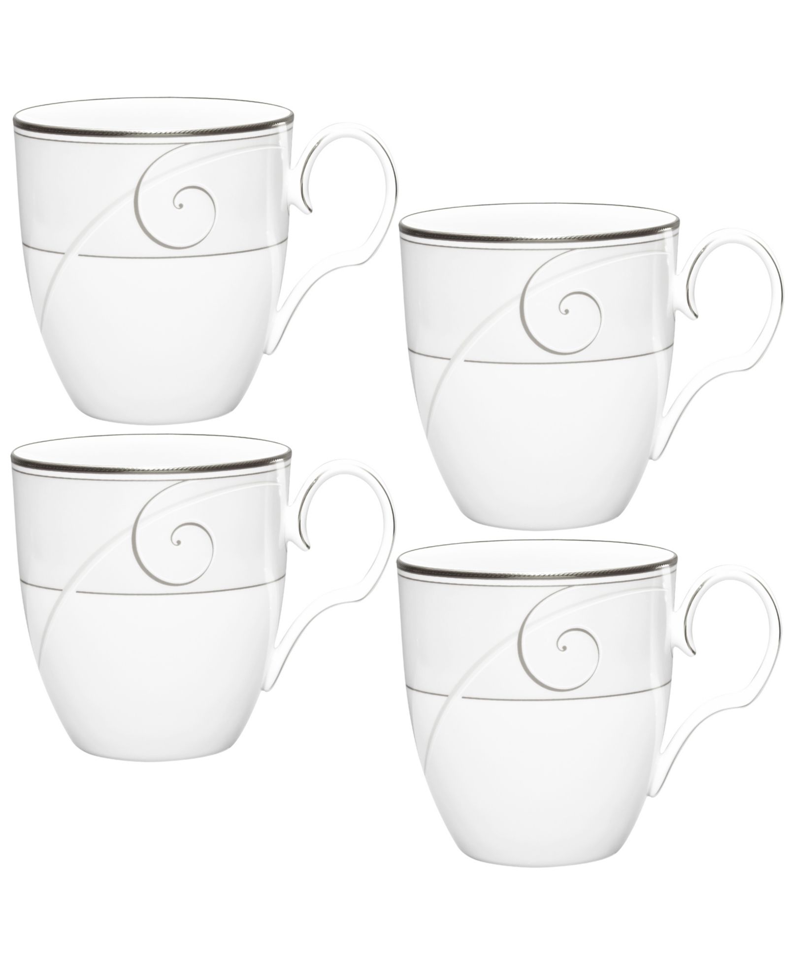 Noritake Platinum Wave Set of 4 Mugs, 15 oz.