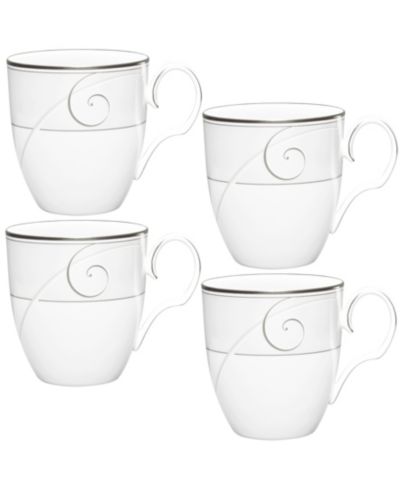 Noritake Platinum Wave Set of 4 Mugs, 15 oz.