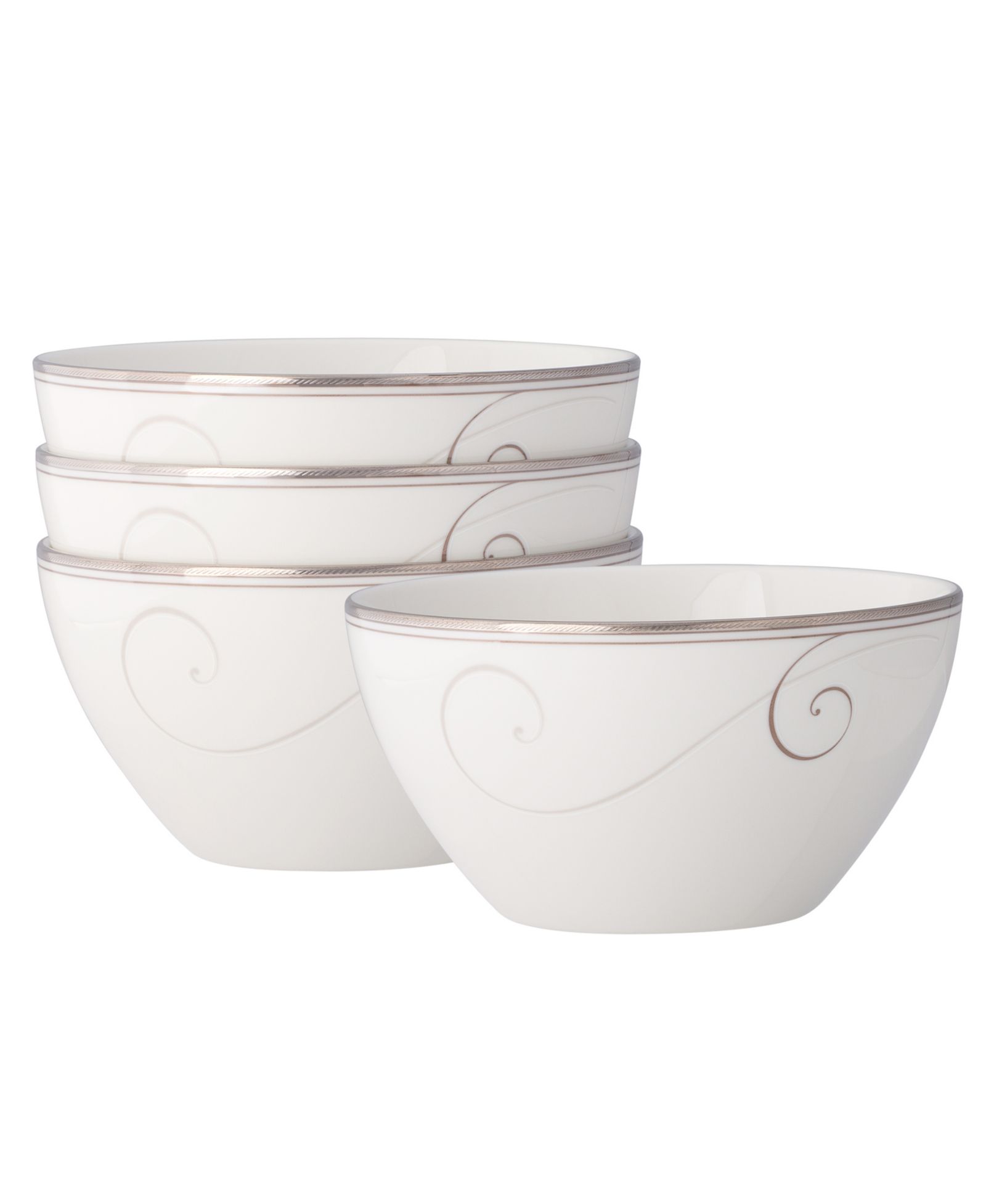 Noritake Набор из 4 рисовых чаш Platinum Wave, 6", 22 oz.
