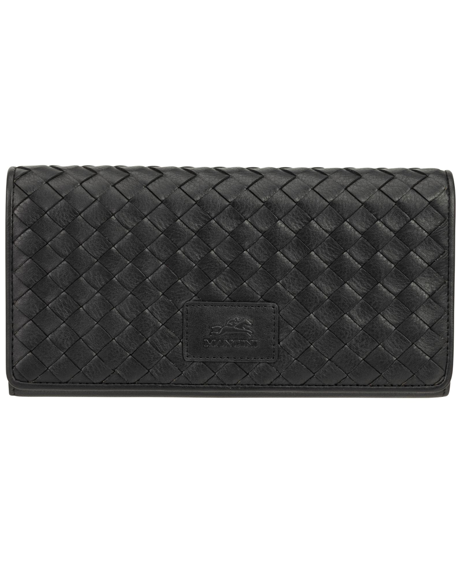 Mancini Women's Basket Weave Collection RFID Secure Trifold Wallet