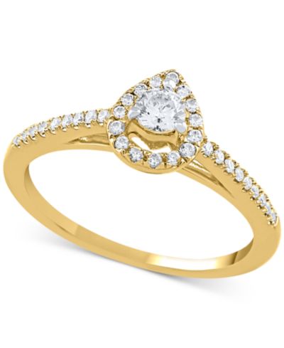 Помолвочное кольцо с бриллиантом в форме капли, 14k White, Yellow или Rose Gold