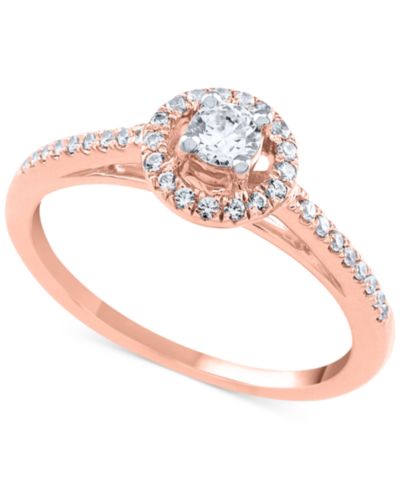 Macy's Помолвочное кольцо Diamond Halo в 14k White, Yellow или Rose Gold